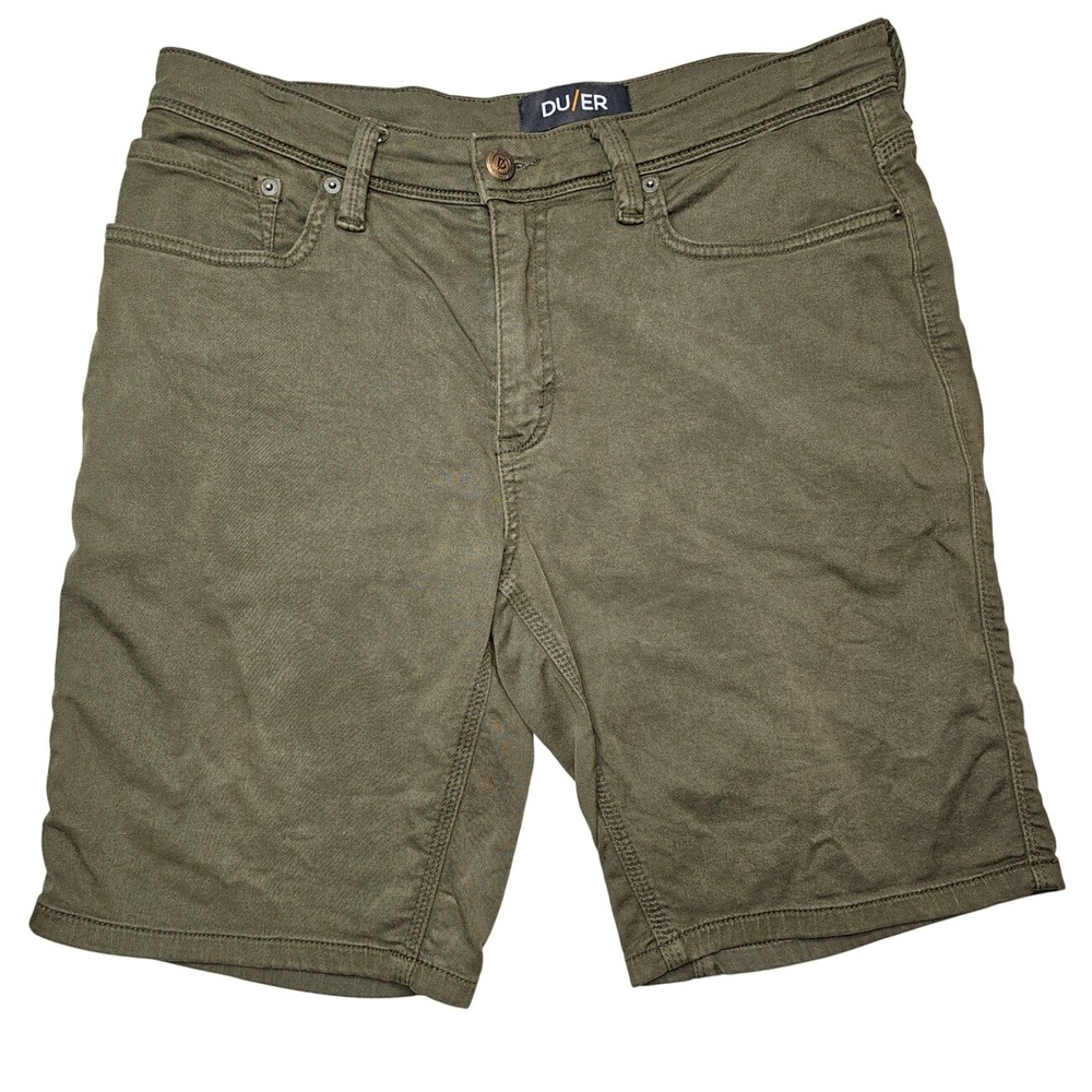 DU/ER DUER Mens Olive Green Shorts Casual Everyday Comfort Size 34
